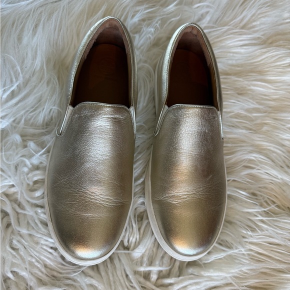 Tory Burch Shoes - Tory Burch Metallic Gold Slip-On Shoes
